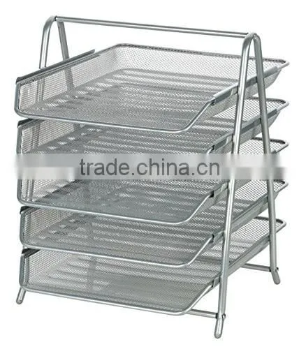 Steel Mesh 5-Tier Desk File Tray