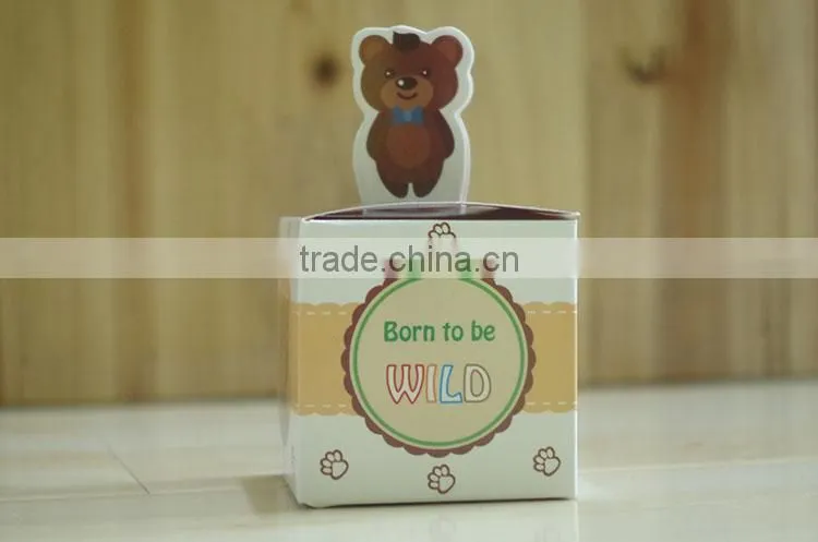 Lovely selva animals paper candy box for baby shower