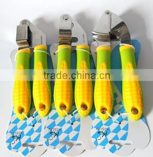 Fruit & vegetable tool stainless steel garlic press with plastic handle