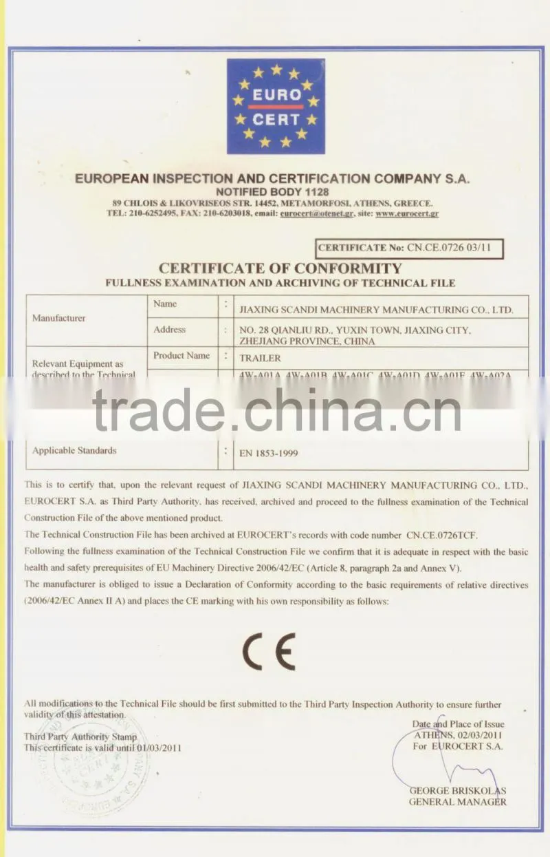 Professional Trailer Manufacturer 350 ATV Timber Trailer CE Certificate