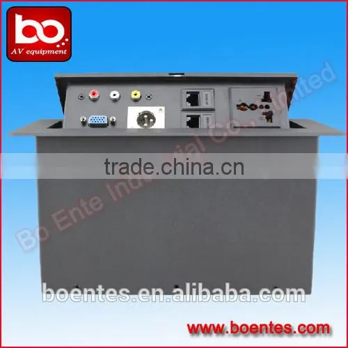 Meeting Tabletop pop up interconnect box with microphone computer socket