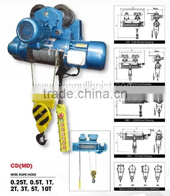cheap wire rope 0.25t electric hoist manufacturer in china
