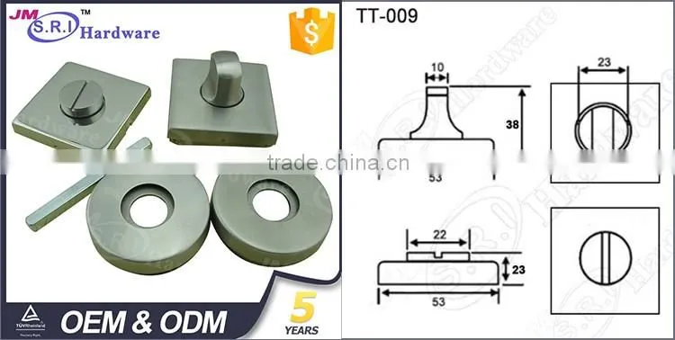 Hot sale square shape stainless steel thumb turn lock , toilet door indicator lock