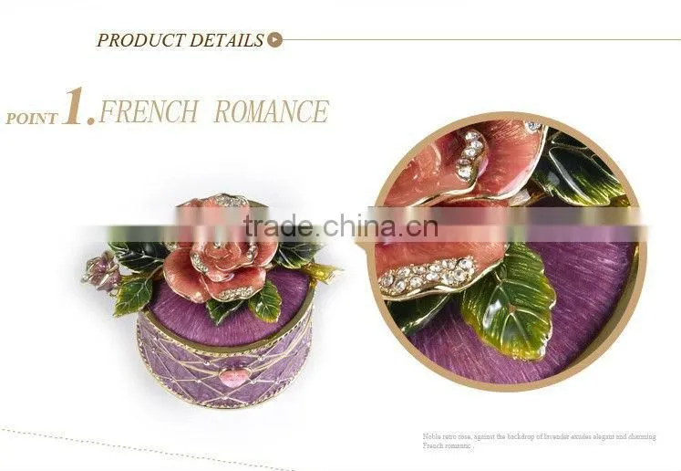 RORO Beautiful Life rose enamel metal craft jewellery box