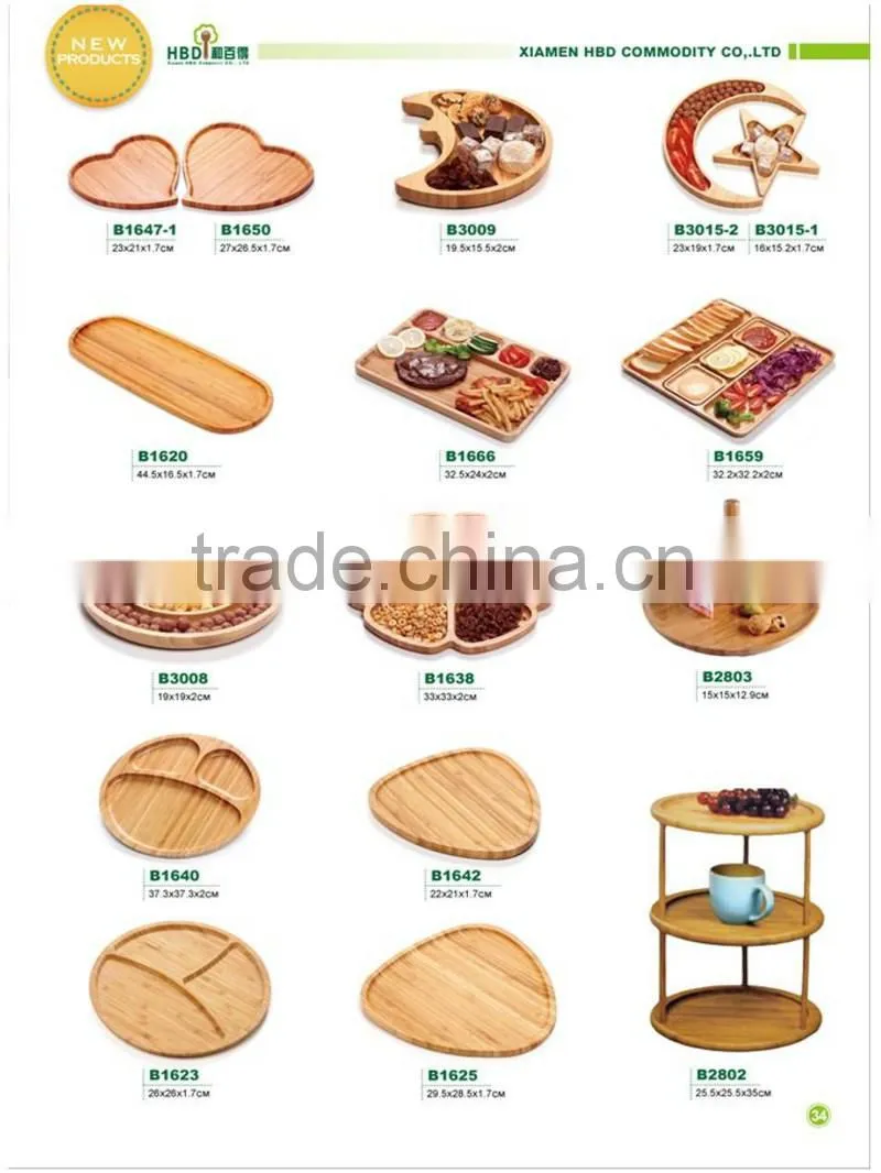 High quality wood food serving plate with handle wholesale