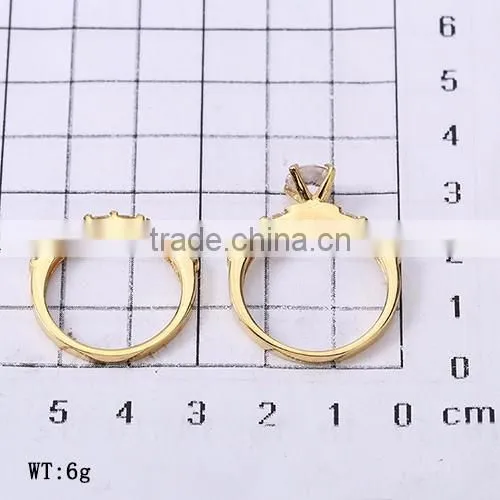 Wholesale engagement couple finger rings 18k solid gold plated cz diamonds high quality finger rings more attractive