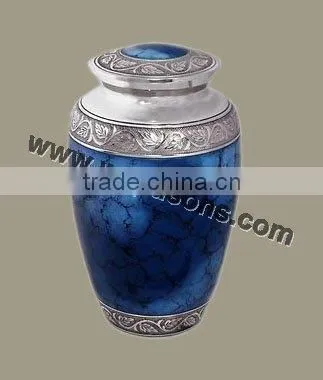 Handmade Stylish Metal Cremation Urns in small and large sizes in brass and aluminium with decoration