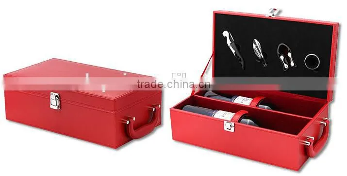 Manmade Leather 2-Bottle Wine Carrier Box