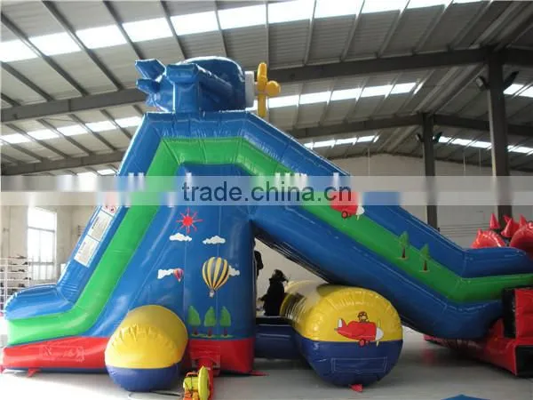 Inflatable bouncy castle with water slide