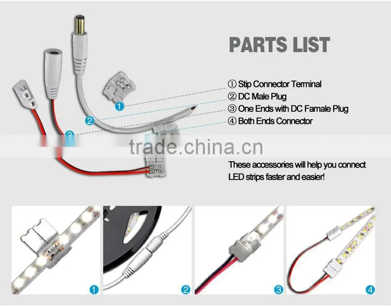 cheap 10mm Solderless RGB 4pin Connector Clip for RGB 5050 led strip light