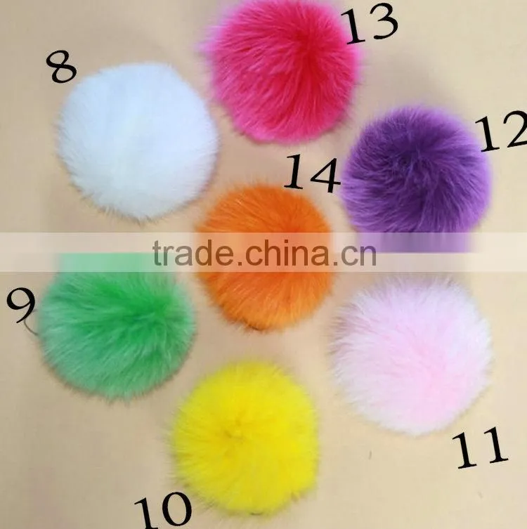 wholesale Genuine colorful real fox fur pompoms