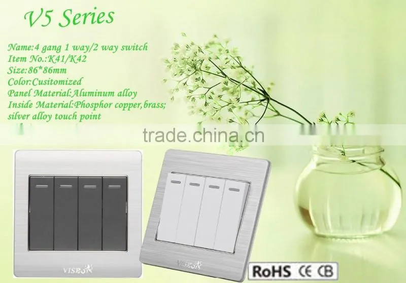 High quality 10A 250V DC Isolator Switch 4 gang 1 way switch