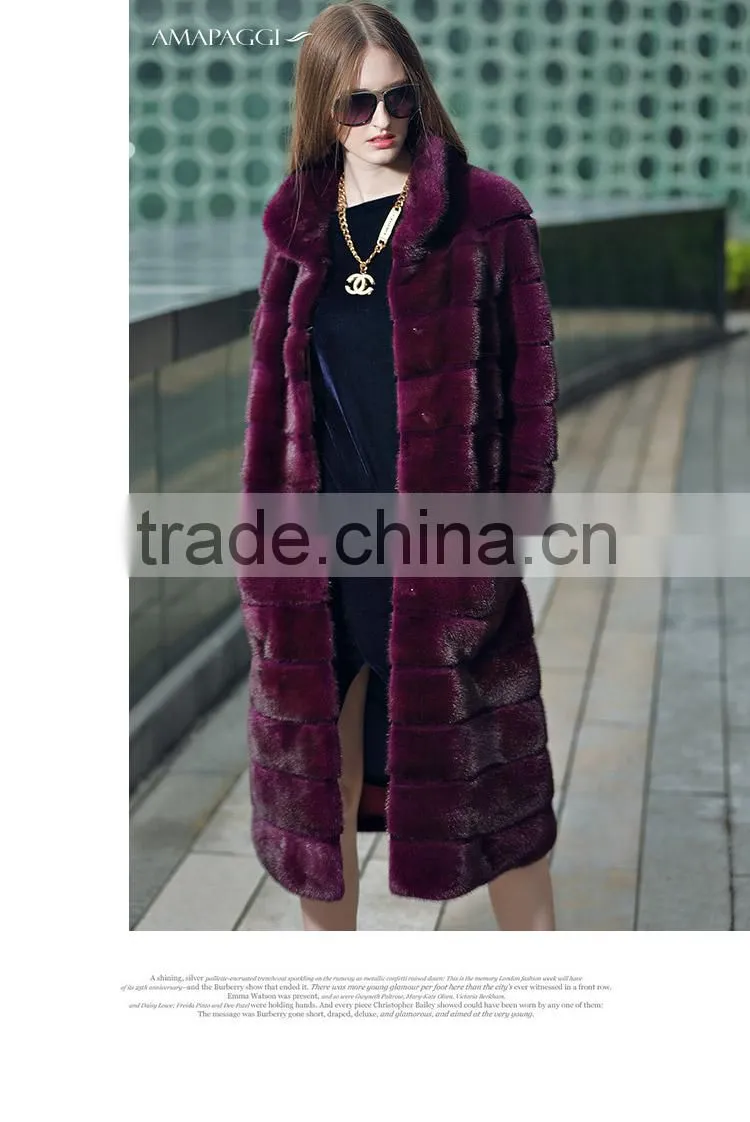 Hot sale long dyed mink fur winter coat for women overcoat