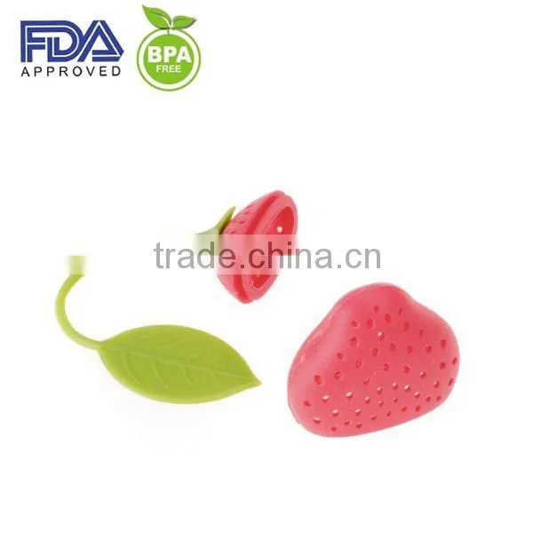promotional gift strawberry silicone tea strainer