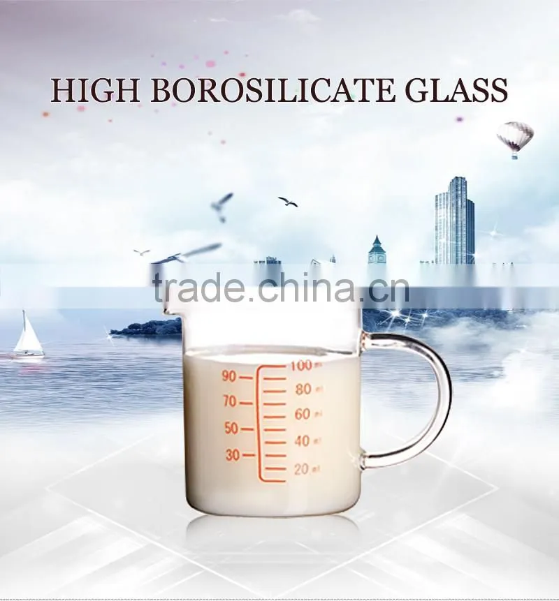 china supplier hot sell borosil single wall measuring cups set for 100ml