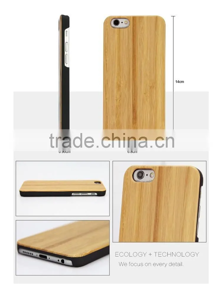 Factory Price Mobile Accessories Laser Engraving Custom Design PC Edge Wooden Cell Phone Case for iPhone 6 Case Wood
