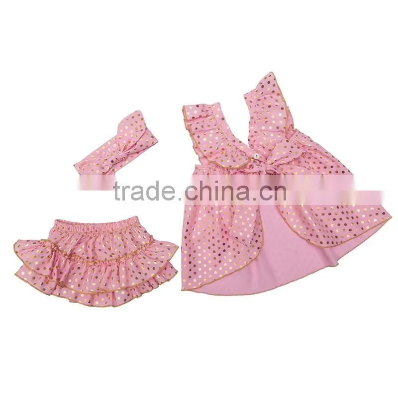 2016 Boutique Fashion New Style Children Outfits,Baby Girls Sparkle Swing Outfits With Headbands And Ruffle Bloomer