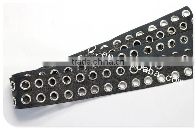 High quality 3.3cm width black leather eyelet trims for shoes wholesale