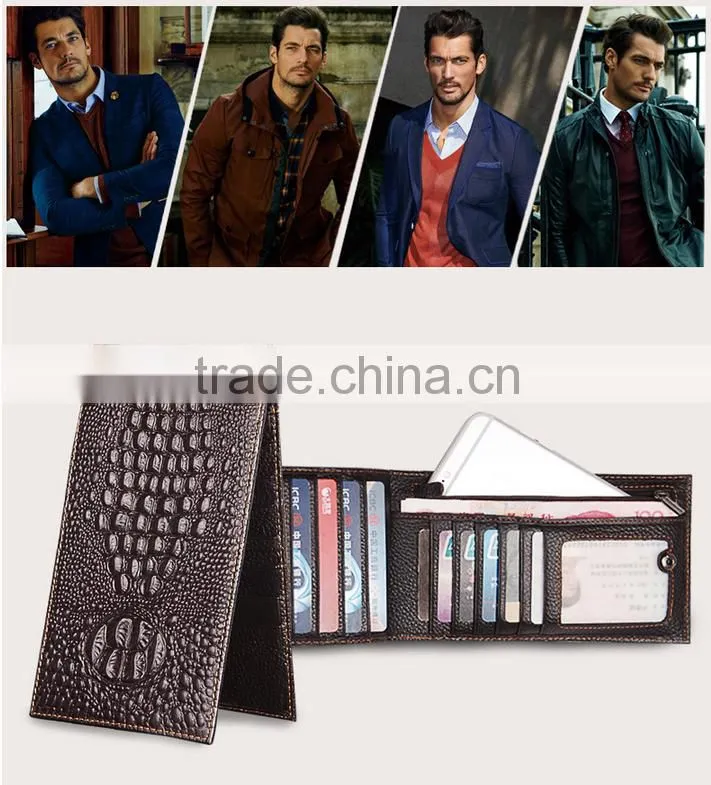 2016 new design fashion 100%Genuine Leather Wallet,Crocodile 3D purse men long wallet card handbag wallet