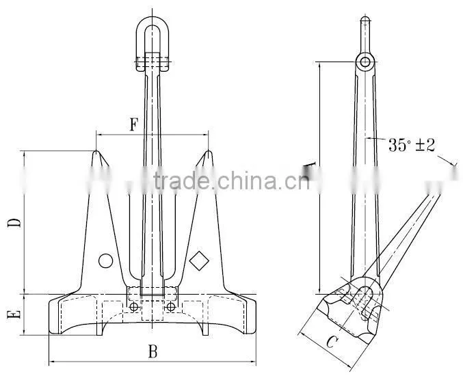 heavy duty marine cast steel ac-14 hhp stockless anchor