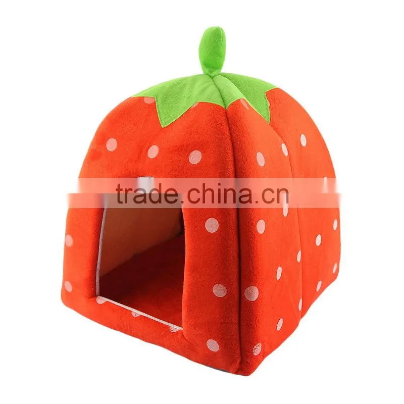 New Arrival Foldable Strawberry Shape Sponge Cut Dog Cat pet Tent Bed