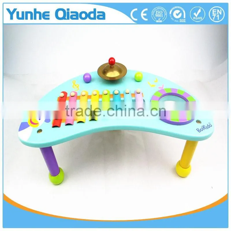 wooden musical percussion instruments blue moon shape table xylophone drum symbol Noisy /educational wooden toy/