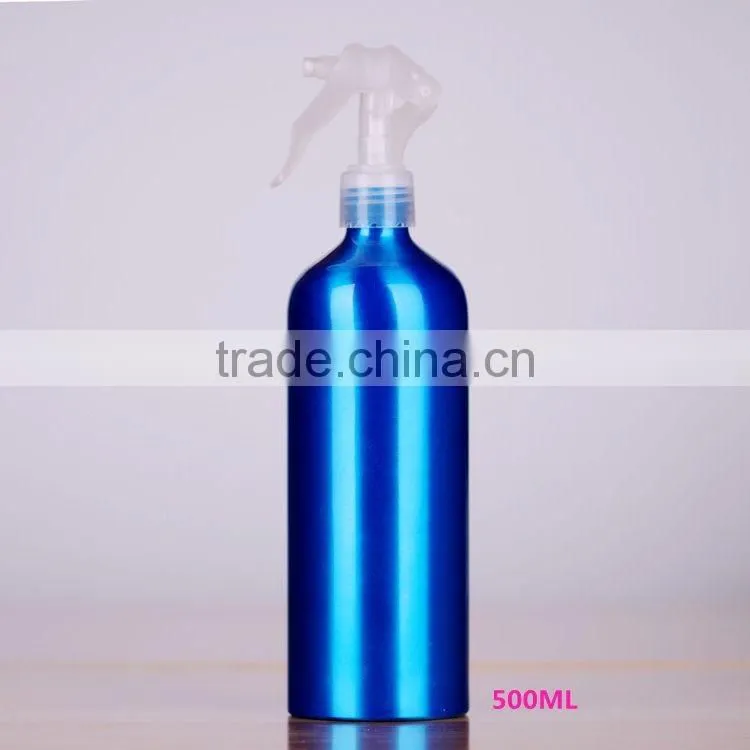 2017 Wholesale 30ml-500ml blue aluminum perfume bottle trigger spray aluminum bottle for cosmetic packaging