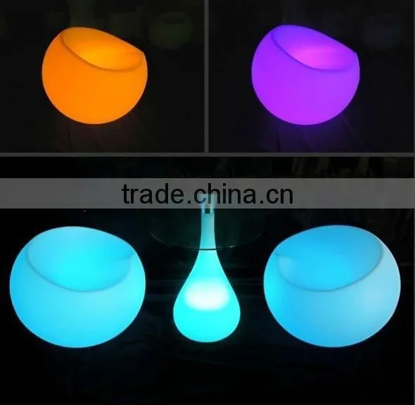 LED bar outdoor furniture led glass table and round chairs