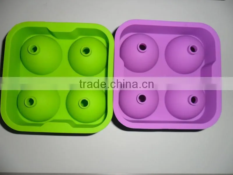 New Round Ice Balls Maker Silicone Tray Four Large Sphere Molds