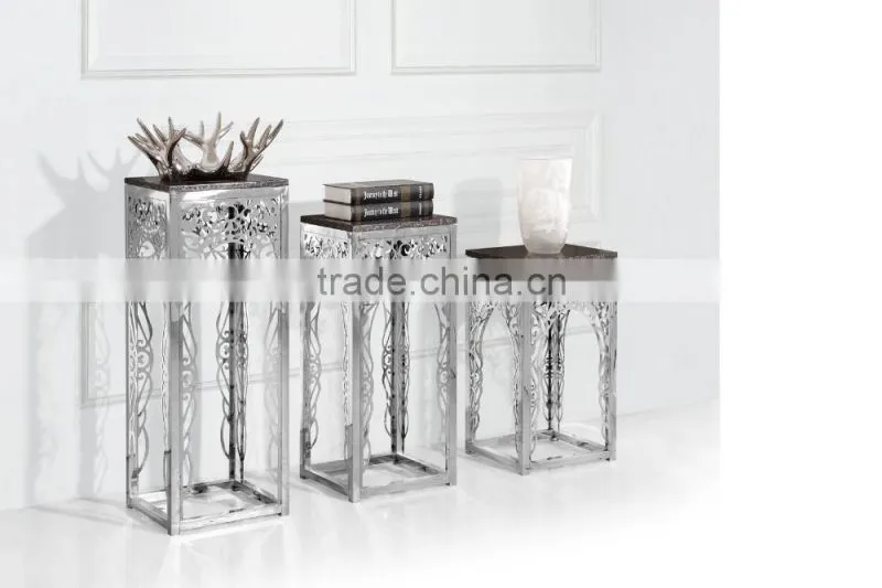 mirror silver metal wedding decoration flower stand