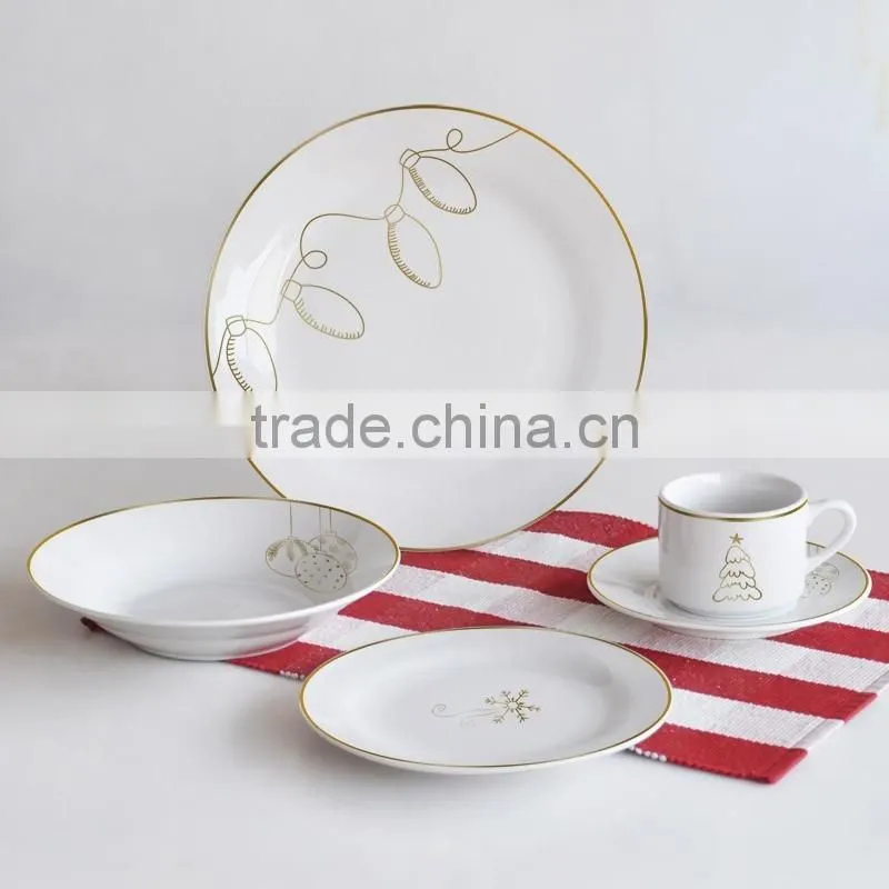 porcelain gold decal dinnerware set,16pcs porcelain dinner set with gold printing,gold dinner set
