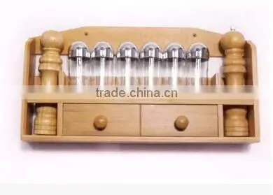 Functional kitchen bamboo spice rack with glass spice jar