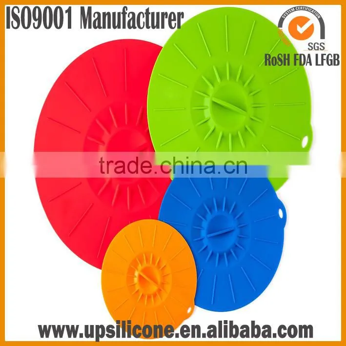 Set of 5 Reusable silicone Food Cover-pot silicone lid spill stopper-Microwave bowl pan lid Cover-Silicone Suction Lids