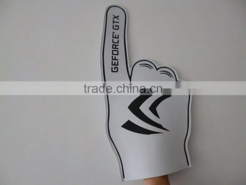 white big cheering hand gloves with logo print