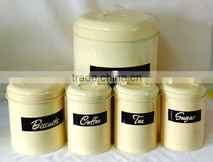 yellow canister sets powder coated round Kitchen Canister Set 4