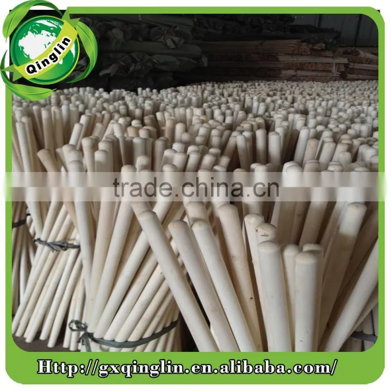 QL PVC Coated Wooden Broom Handle/Wooden Broom Stick With Short Black Cap