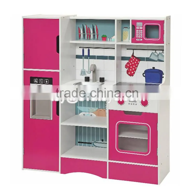 New design educational toys wooden children role play kitchen with accessories W10C280