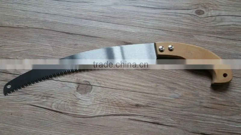 high tree cut curve pruning saw with steel and rubebr handle