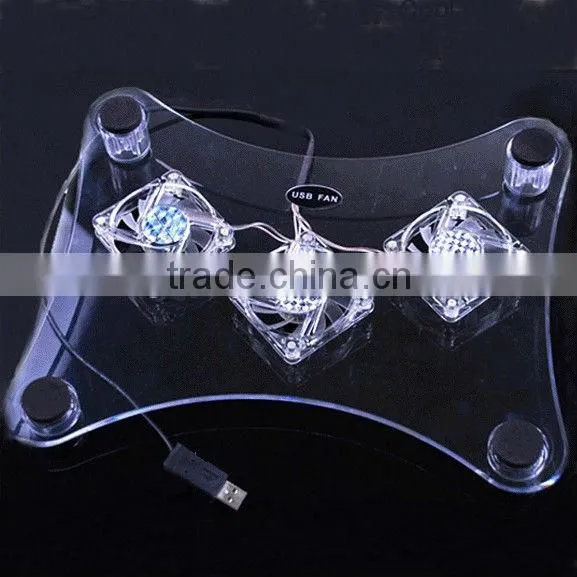 Notebook cooling pad 3 fans with led lights