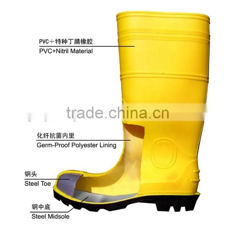 pvc safety shoes rain boots working gumboots supply