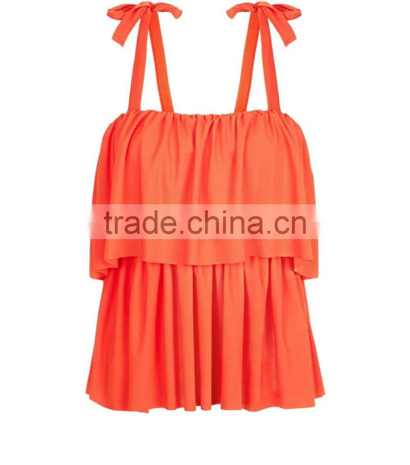 2016 Newest Sexy Layered Tie Strap Cami Sleeveless Top HST8043