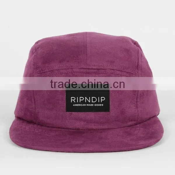 Hengxing custom suede cap wholesale blank 5 panel suede hat