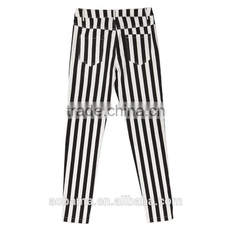 2015 New Design Zebra Stripes Printed Ladies Trousers