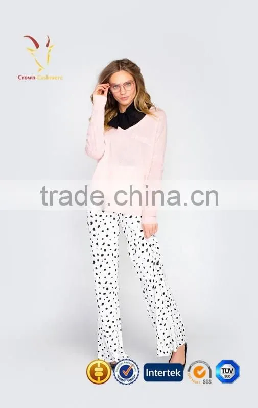 Women Pink Cashmere Pullover Sweater 2016