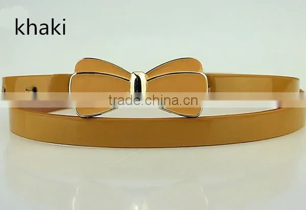 new arrival fashion design high quality with flower design alloy metal buckle women slim PU leather belt