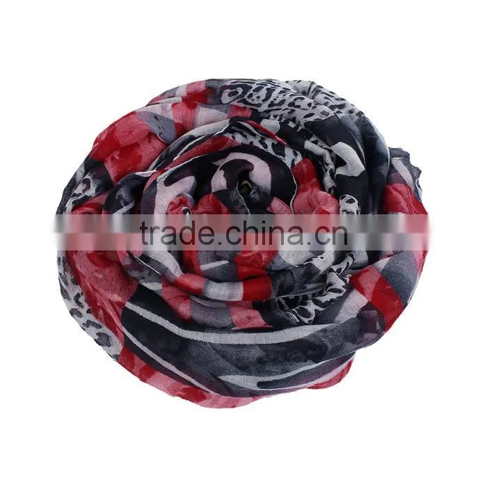 Voile Scarves & Wraps Rectangle Black Wine Red Leopard Print Alibaba Scarves
