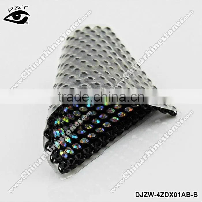 Hot fix rhinestone metal mesh 3MM crystal AB gunmetal base Adhesive Rhinestone Transfer Sheets