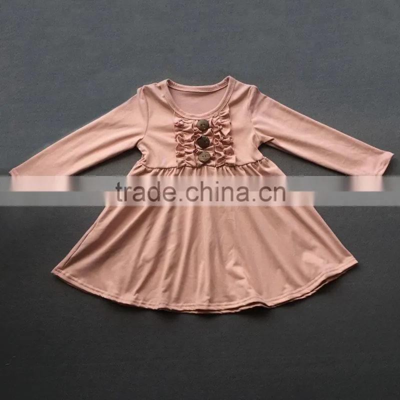 Wholesale Little Girls Frock Design Cotton Dress Long Icing Ruffle Sleeves Fall Clothes For Kids