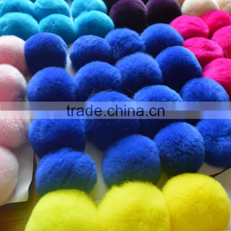 SJ748-01 8CM Colorful Rex Rabbit Fur Ball Wholesale Fur Pom pom