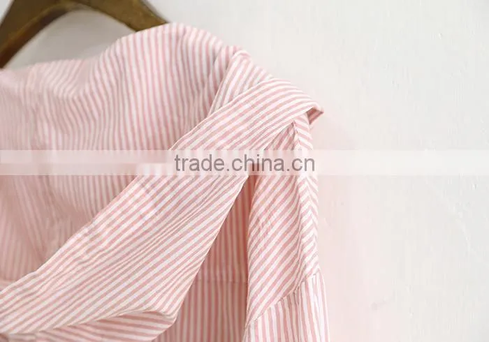 Wholesale Womens 100% Cotton Soild Oxford Print Blouse with hood